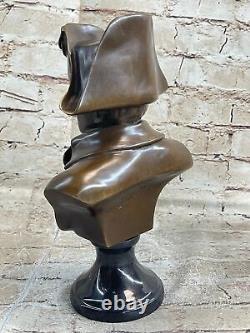 Solide Français Ancien Rare Signée Bronze Napoléon Bonaparte Buste Statue Chaud