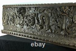 Spectaculaire parement ancien bois sculpté fleur Rose Baroque godrons frise 2M