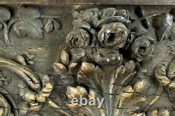 Spectaculaire parement ancien bois sculpté fleur Rose Baroque godrons frise 2M