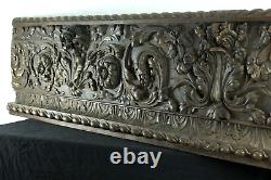 Spectaculaire parement ancien bois sculpté fleur Rose Baroque godrons frise 2M