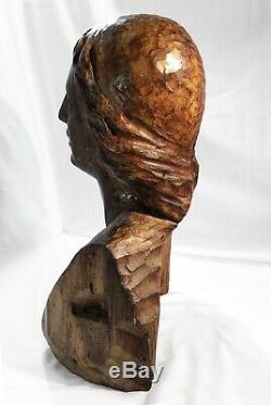 Splendide sirène bois sculpture ancienne figure de proue 8kg wood mermaid boat