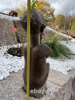 Statue Affricaine de Madagascar en bois 56 cm 5,2 Kilos. Ancienne Sculpture Art