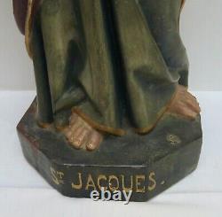 Statue Ancienne 18/19° Saint-jacques En Terre Cuite