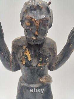 Statue Ancienne Bois Sculpte Representant Diable Art Tribal Dieu Afrique