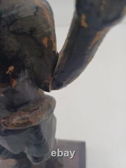 Statue Ancienne Bois Sculpte Representant Diable Art Tribal Dieu Afrique