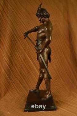 Statue Ancienne E. Picault Guerrier Envoie Pugnam H89 CM Bronze Sculpture