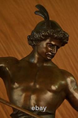 Statue Ancienne E. Picault Guerrier Envoie Pugnam H89 CM Bronze Sculpture