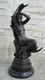 Statue Ancienne En Bronze Roche Femme Nue Lune Crescent Sign&eacute;e Sculpture