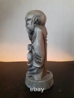 Statue Ancienne Sculpture Sage Chinois. Pierre Sculpté