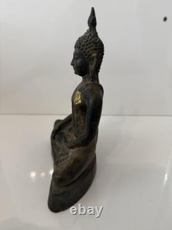 Statue Bouddha Ancien Bronze Thaïlande Style Ayutthaya XIXe -terre Origine