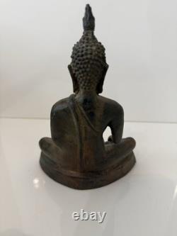 Statue Bouddha Ancien Bronze Thaïlande Style Ayutthaya XIXe -terre Origine