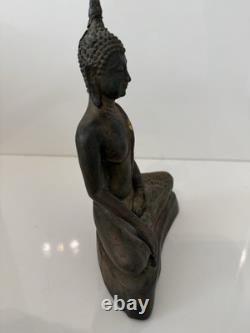 Statue Bouddha Ancien Bronze Thaïlande Style Ayutthaya XIXe -terre Origine
