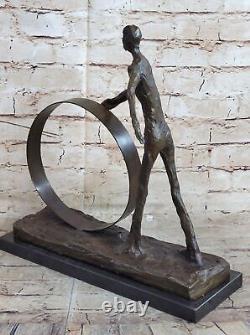 Statue Bronze Homme Qui Chavire Style Ancien 45cm! Bronze Garanti Artwork