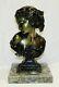 Statue Buste Femme Aux Raisins Bronze Patine Ancien Sculpture Style Odiot