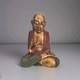 Statue Chinois Bouddhiste Moine Ancienne Figurine Sculpture Sur Bois D'asie