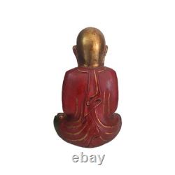 Statue Chinois bouddhiste Moine Ancienne Figurine sculpture sur bois d'Asie