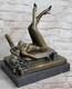 Statue En Bronze Vintage De Style Preiss Femme Nude Érotique Art DÉco Ancienne
