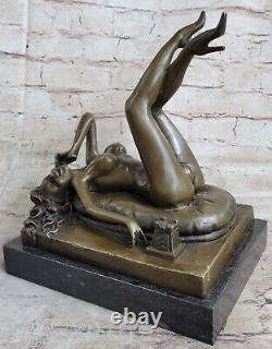 Statue En Bronze Vintage De Style PREISS Femme NUDE Érotique ART DÉCO Ancienne