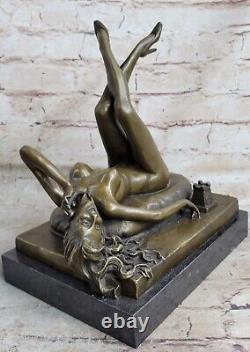 Statue En Bronze Vintage De Style PREISS Femme NUDE Érotique ART DÉCO Ancienne