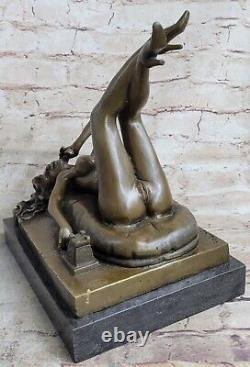 Statue En Bronze Vintage De Style PREISS Femme NUDE Érotique ART DÉCO Ancienne