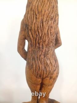 Statue Naissance de Vénus Naïade Nu Féminin Bois Sculpté Ancien Sculpture France
