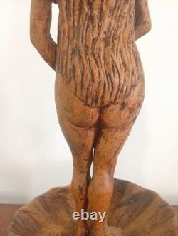 Statue Naissance de Vénus Naïade Nu Féminin Bois Sculpté Ancien Sculpture France