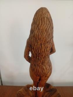 Statue Naissance de Vénus Naïade Nu Féminin Bois Sculpté Ancien Sculpture France