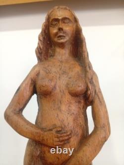 Statue Naissance de Vénus Naïade Nu Féminin Bois Sculpté Ancien Sculpture France