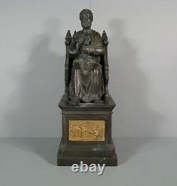 Statue Saint Pierre Sur Son Trône Basilique Vatican Rome Bronze Ancien
