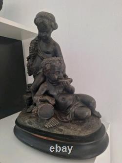 Statue Sculpture Ancienne Isidore Boitel 1812-1861. Personnage Enfants Anges