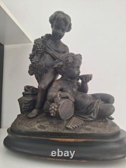 Statue Sculpture Ancienne Isidore Boitel 1812-1861. Personnage Enfants Anges