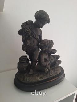 Statue Sculpture Ancienne Isidore Boitel 1812-1861. Personnage Enfants Anges