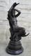 Statue Sculpture Bronze Ancienne Roche Femme Nu Lune Croissant Sign&eacute;e Fait Main