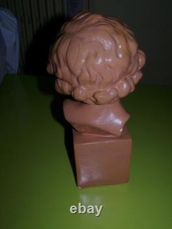 Statue Sculpture Buste Enfant Jeune fille Tête Plâtre Patine Ancien