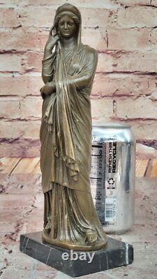 Statue Sculpture De Femme En Bronze Ancienne Classique Signée J. Patoue Fait Main