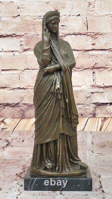 Statue Sculpture De Femme En Bronze Ancienne Classique Signée J. Patoue Fait Main