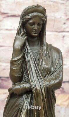 Statue Sculpture De Femme En Bronze Ancienne Classique Signée J. Patoue Fait Main