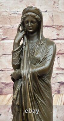 Statue Sculpture De Femme En Bronze Ancienne Classique Signée J. Patoue Fait Main