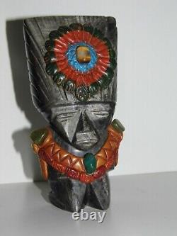 Statue Sculpture Inca Mexicaine Ancienne Pierre Quartz Pailletée Rare 19m