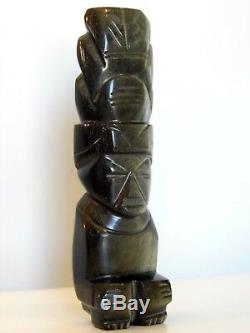 Statue Sculpture Inca Mexicaine Ancienne Pierre Quartz Pailletée Rare 19m Tbe