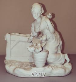 Statue Sculpture Jardinière en biscuit De Porcelaine Époque 1900 Ancien Signé