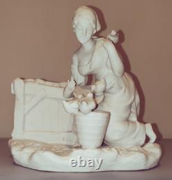 Statue Sculpture Jardinière en biscuit De Porcelaine Époque 1900 Ancien Signé