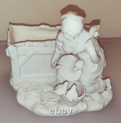 Statue Sculpture Jardinière en biscuit De Porcelaine Époque 1900 Ancien Signé
