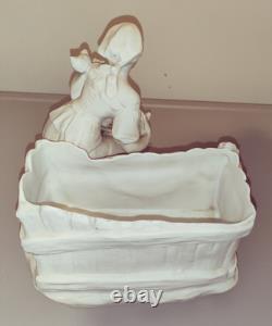 Statue Sculpture Jardinière en biscuit De Porcelaine Époque 1900 Ancien Signé