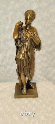 Statue Sculpture bronze Ancien Diane de Gabies XIXème Siècle Signé Gautier