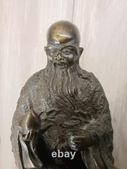 Statue Sculpture en Bronze Shou Xing Dieu de la Longévité ancienne