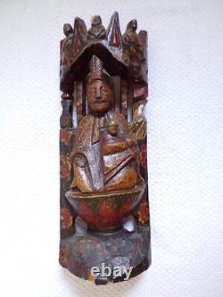Statue Statuette religieuse tres ancienne en bois peint Vierge et l enfant