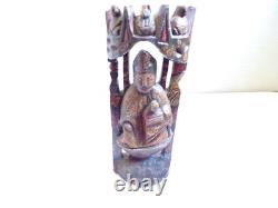 Statue Statuette religieuse tres ancienne en bois peint Vierge et l enfant