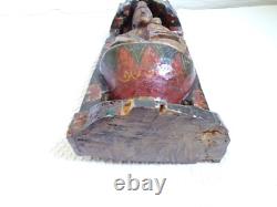 Statue Statuette religieuse tres ancienne en bois peint Vierge et l enfant