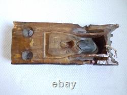 Statue Statuette religieuse tres ancienne en bois peint Vierge et l enfant